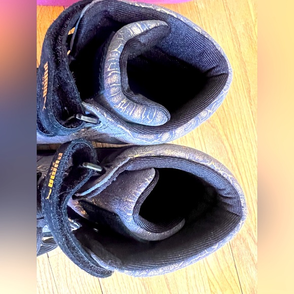 Puma Sky sky wedge suade sneakers black gold interior wedge size 7.5 womens shoe - Picture 6 of 9